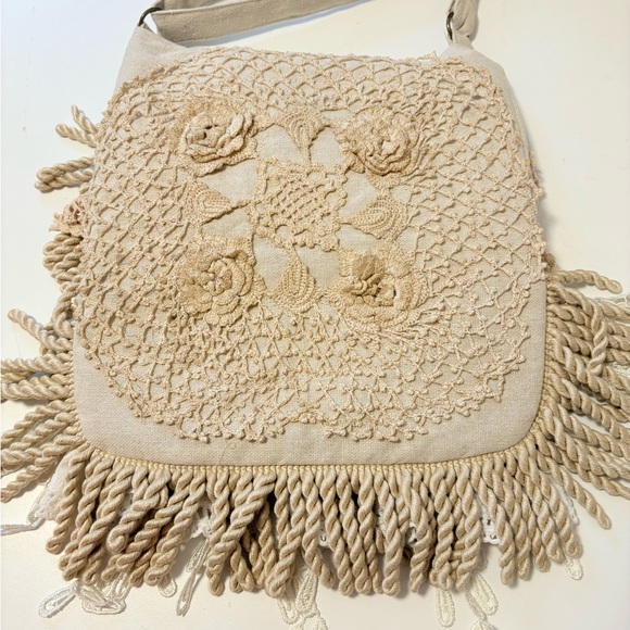 Antique Lace Layered Shabby Chic Bag Ruffle Purse Crossbody Shoulder Adj Strap - Picture 2 of 12